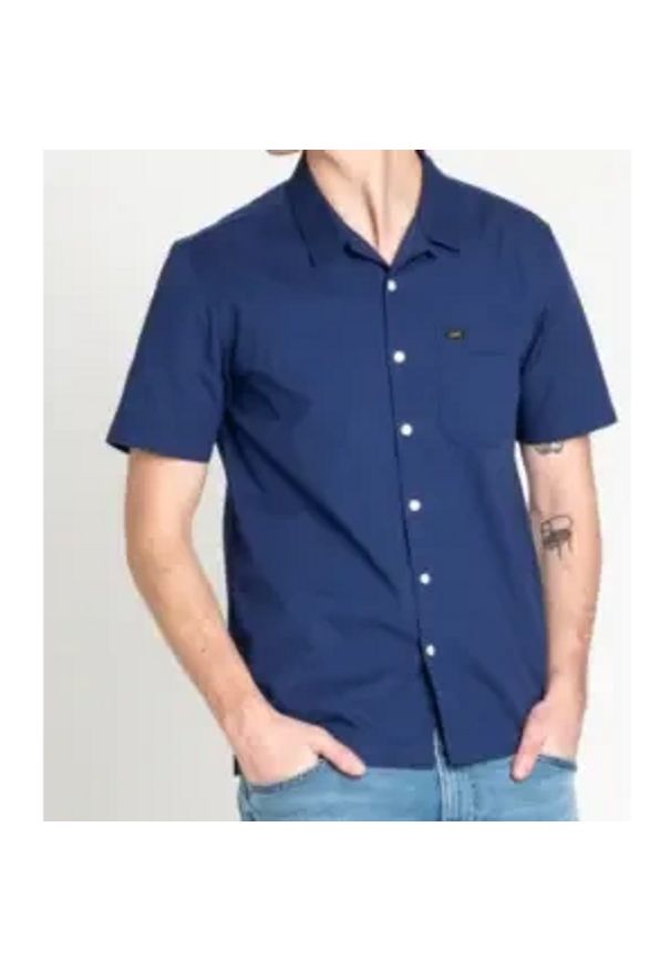 Lee - KOSZULA MĘSKA LEE SEASONAL SS SHIRT BLUEPRINT L66DNBLH 112116352