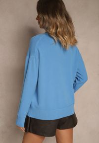 Renee - Niebieski Golf z Dodatkiem Kaszmiru z Przeszyciami po Bokach Avenella. Okazja: na spotkanie biznesowe. Typ kołnierza: golf. Kolor: niebieski. Materiał: kaszmir. Styl: elegancki, biznesowy, klasyczny #5