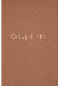 Calvin Klein Underwear t-shirt piżamowy męski kolor brązowy z aplikacją. Kolor: brązowy. Materiał: poliester. Wzór: aplikacja