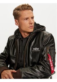 Alpha Industries Kurtka skórzana 193129 Brązowy Regular Fit. Kolor: brązowy. Materiał: skóra #8