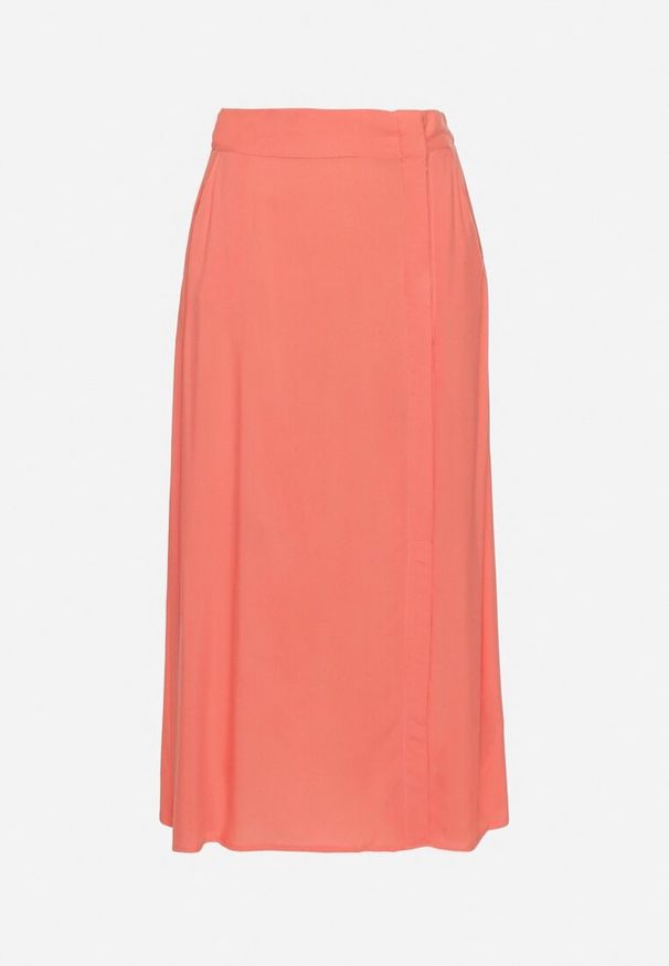 Born2be - Pomarańczowa Spódnica z Wiskozy o Rozkloszowanym Kroju Galinelle. Okazja: na co dzień. Kolor: pomarańczowy. Materiał: wiskoza. Styl: elegancki, casual
