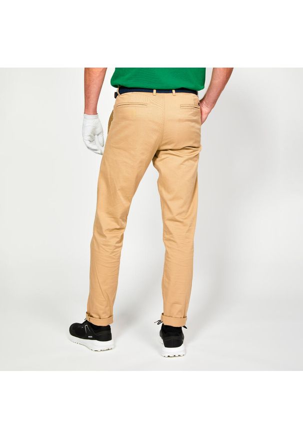 INESIS - Spodnie do golfa chino męskie Inesis MW500 bawełna. Kolor: beżowy. Materiał: materiał, elastan, poliester, bawełna. Sport: golf
