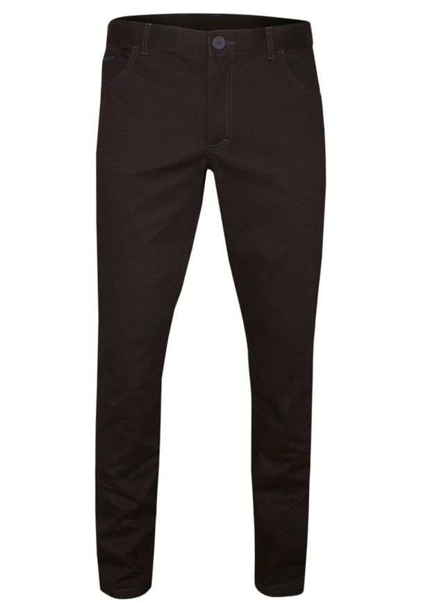 Casino - Brązowe Eleganckie Męskie Spodnie Slim, Elastyczne, Bawełniane -CASINO- Zwężane. Okazja: na co dzień. Kolor: beżowy, brązowy, wielokolorowy. Materiał: bawełna. Styl: elegancki