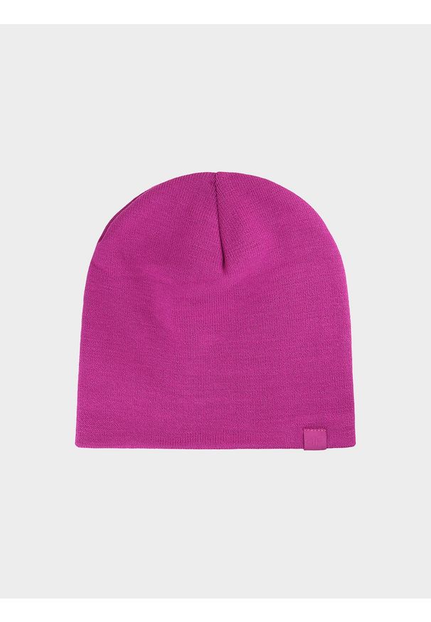 4f - Czapka beanie dziecięca - fioletowa. Kolor: fioletowy. Materiał: syntetyk, materiał. Sezon: zima. Styl: sportowy, klasyczny