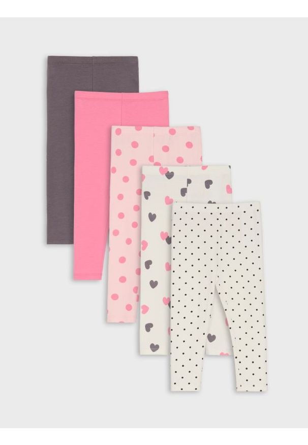 Sinsay - Legginsy 5 pack - kremowy. Kolor: kremowy