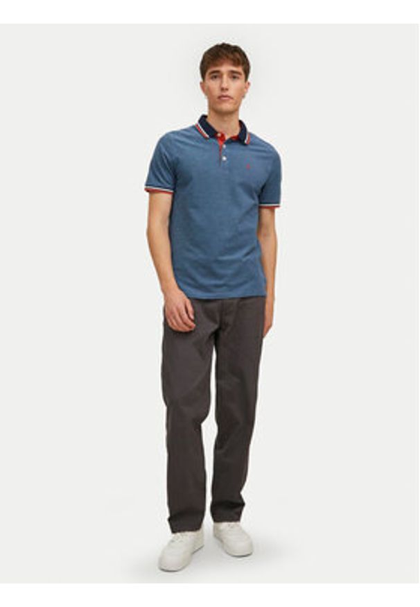 Jack & Jones - Jack&Jones Polo Paulos 12136668 Niebieski Slim Fit. Typ kołnierza: polo. Kolor: niebieski. Materiał: bawełna