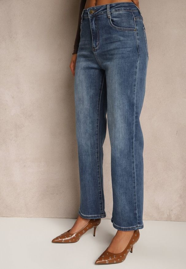 Renee - Niebieskie Proste Jeansy Regular Waist Fesalira. Okazja: na co dzień. Kolor: niebieski. Styl: klasyczny, casual