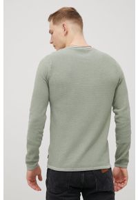 Jack & Jones sweter bawełniany męski kolor zielony lekki. Okazja: na co dzień. Kolor: zielony. Materiał: bawełna. Wzór: ze splotem. Styl: casual #2