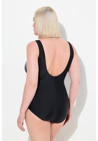 ULLA POPKEN - Damski Kostium kąpielowy cieniowanie miękkie miseczki drapowanie. Kolekcja: plus size. Kolor: czarny. Materiał: elastan, poliamid, materiał