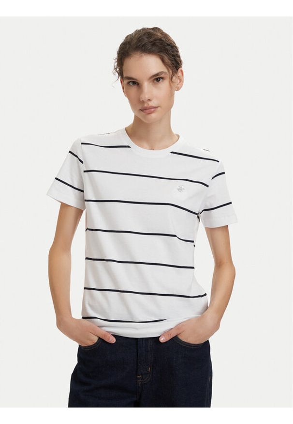 Beverly Hills Polo Club T-Shirt P-SS26W-TS0162 Biały Regular Fit. Typ kołnierza: polo. Kolor: biały. Materiał: bawełna