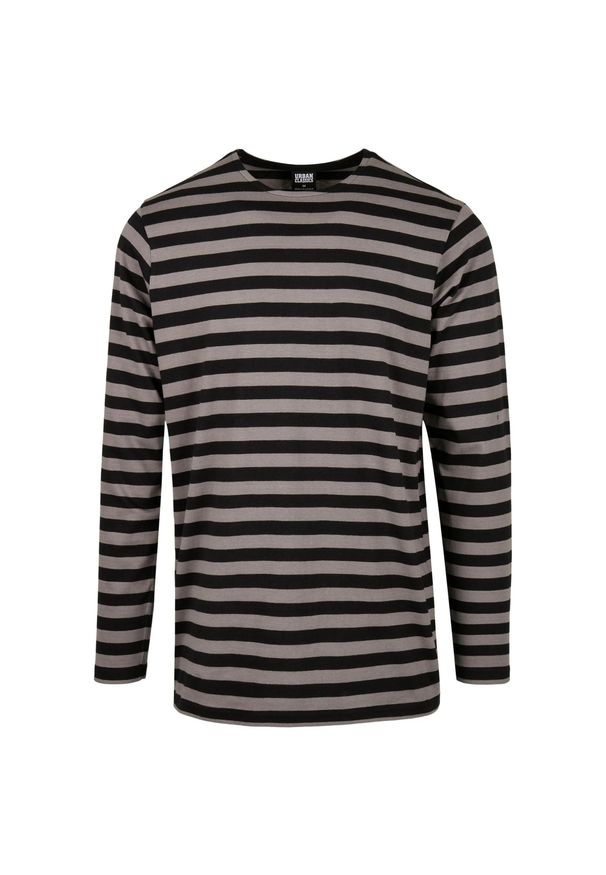 Urban Classics - T-shirt Męski W Paski Standardowy Z Długim Rękawem. Kolor: czarny, niebieski, wielokolorowy. Długość rękawa: długi rękaw. Długość: długie. Wzór: paski. Sport: turystyka piesza