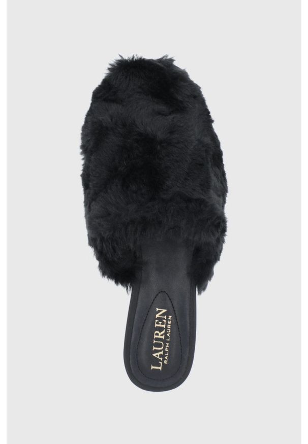 Lauren Ralph Lauren Kapcie kolor czarny. Nosek buta: okrągły. Kolor: czarny. Materiał: materiał. Wzór: gładki