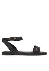 TOMMY HILFIGER - Tommy Hilfiger Sandały Ankle Strap Leather Sandal FW0FW08422 Czarny. Kolor: czarny. Materiał: skóra