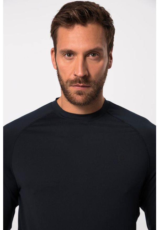 JAY-PI - Męska Koszulka do pływania długi rękaw ochrona UV okrągły dekolt. Kolekcja: plus size. Kolor: niebieski. Materiał: elastan, poliester, materiał. Długość rękawa: długi rękaw. Długość: długie. Sport: pływanie