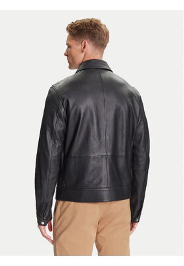 BOSS Kurtka skórzana H-Mapson4 50543214 Czarny Regular Fit. Kolor: czarny. Materiał: skóra