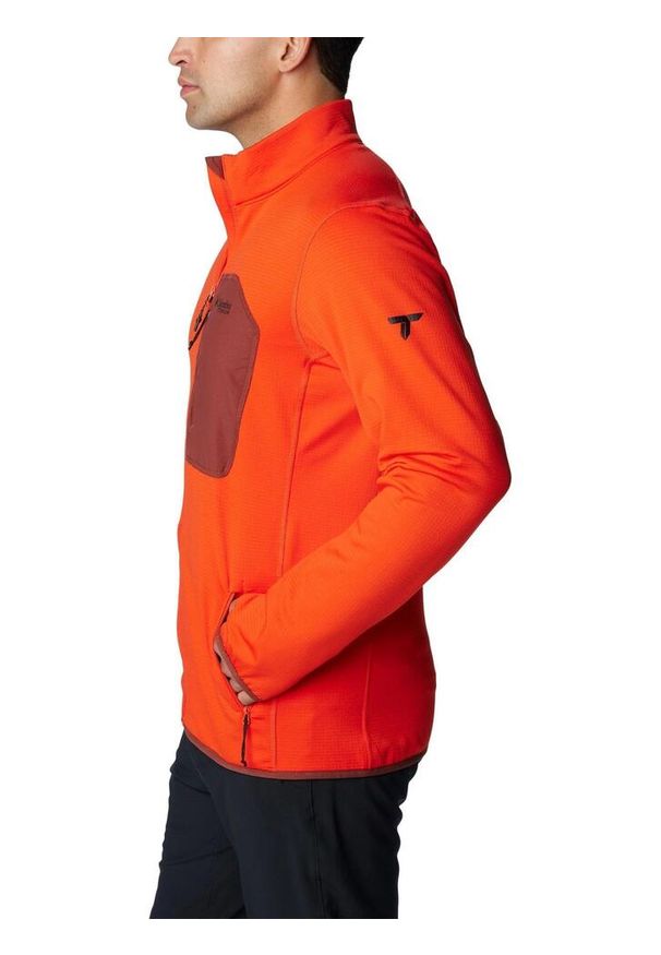 columbia - Polarowy sweter męski Columbia Triple Canyon Grid Fleece Full Zip. Kolor: żółty, pomarańczowy, wielokolorowy. Materiał: poliester, elastan
