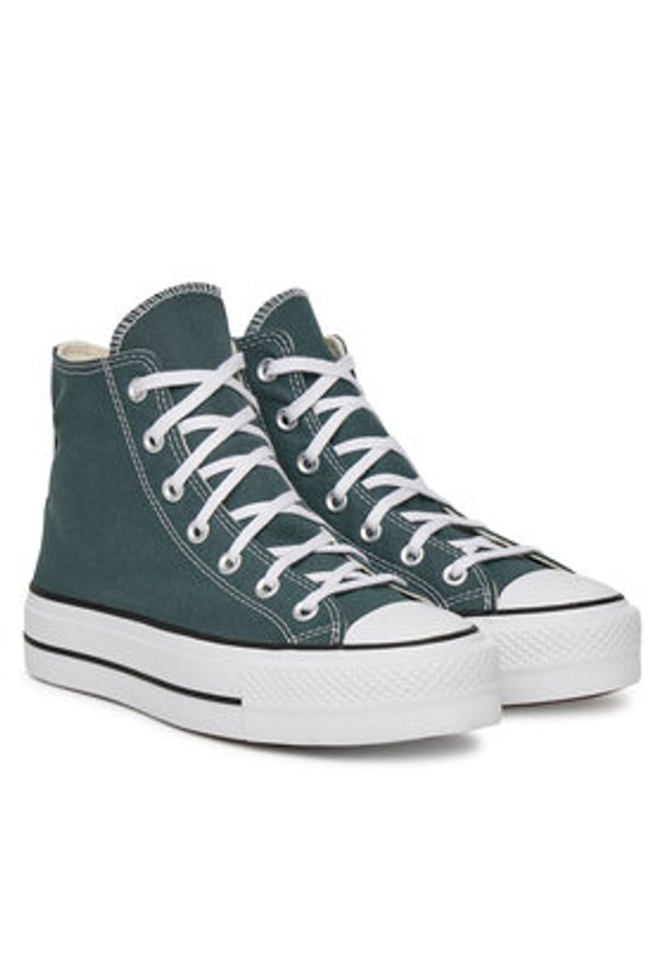 Converse Trampki Chuck Taylor All Star Lift Platform A12596C Zielony. Kolor: zielony. Materiał: materiał. Obcas: na platformie