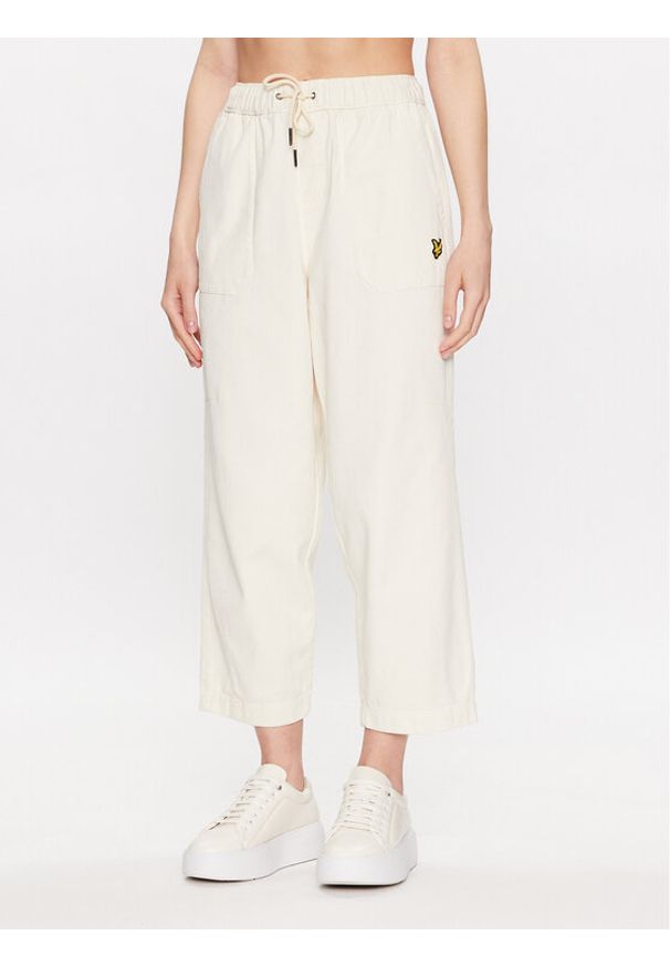 Lyle & Scott Spodnie materiałowe Workwear Trousers TRW1801V Biały Regular Fit. Kolor: biały. Materiał: materiał, bawełna