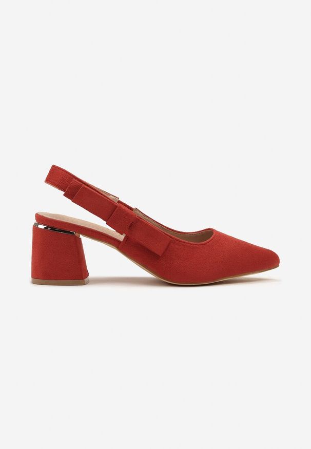 Renee - Czerwone Sandały na Słupku Vices Slingback ze Skórzaną Wkładką Vevoline. Okazja: na co dzień, do pracy, na spotkanie biznesowe. Zapięcie: sprzączka. Kolor: czerwony. Materiał: skóra. Sezon: lato. Obcas: na słupku. Styl: casual, elegancki, biznesowy, klasyczny