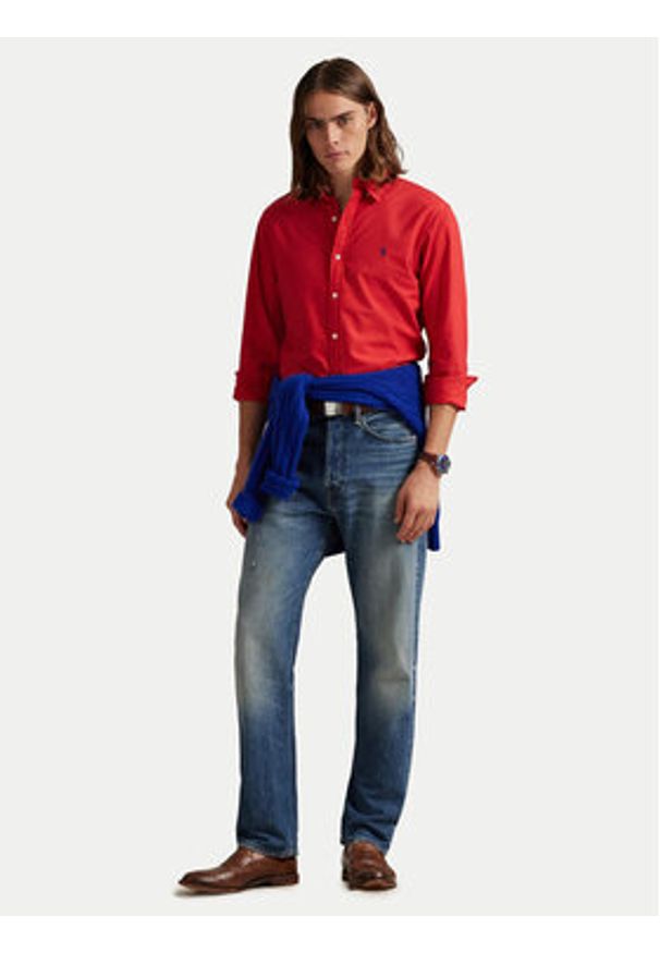 Polo Ralph Lauren Koszula 710804257061 Czerwony Slim Fit. Typ kołnierza: polo. Kolor: czerwony. Materiał: bawełna