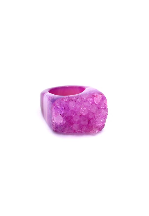 Brazi Druse Jewelry - Pierścionek Agat Druza Jasny Róż rozmiar 16. Kolor: różowy. Kamień szlachetny: agat