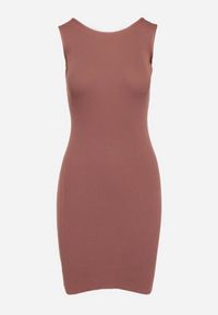 Born2be - Bordowa Mini Sukienka Prążkowana z Krzyżującymi się Ramiączkami na Plecach Banova. Kolor: czerwony. Materiał: prążkowany. Długość rękawa: na ramiączkach. Sezon: lato. Długość: mini #7