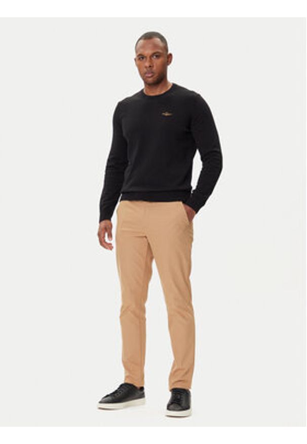 Aeronautica Militare Sweter 252MA1611UL00506 Czarny Regular Fit. Kolor: czarny. Materiał: bawełna