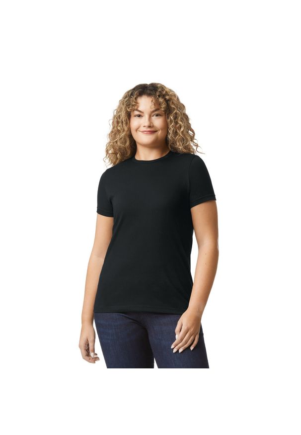 GILDAN - Koszulka Damska CVC. Kolor: czarny. Sport: turystyka piesza