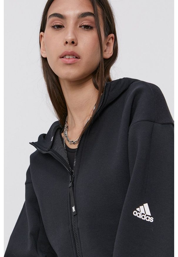 adidas Performance - Bluza. Okazja: na co dzień. Kolor: czarny. Materiał: bawełna, materiał. Styl: casual