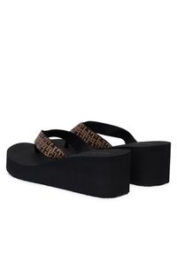 TOMMY HILFIGER - Tommy Hilfiger Japonki Wedge Summer Sandal Mono FW0FW09698 Czarny. Kolor: czarny. Materiał: materiał #2