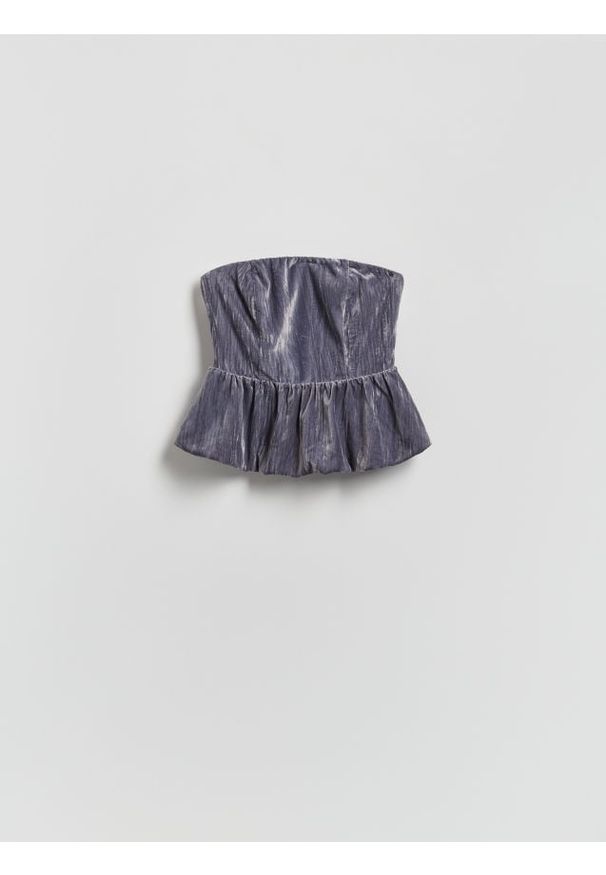 Reserved - Welurowa bluzka - ciemnoszary. Kolor: szary. Materiał: welur