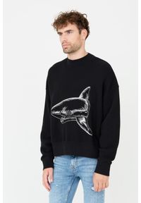 PALM ANGELS Czarna męska bluza Split Shark Crew, Rozmiar L. Kolor: czarny