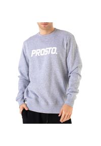 Bluza Prosto Klasyk Crewneck Yimello KL232MSWE1053 - szara. Okazja: na co dzień, na spacer. Kolor: szary. Materiał: bawełna, poliester, materiał. Wzór: aplikacja. Styl: klasyczny, casual. Sport: turystyka piesza #1