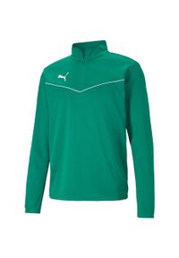 Bluza piłkarska męska Puma teamRISE 1 4 Zip Top. Kolor: zielony, biały, wielokolorowy. Sport: piłka nożna