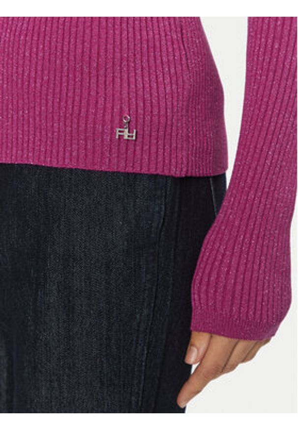 Artigli - ARTIGLI Sweter ACMA000110 Różowy Slim Fit. Kolor: różowy. Materiał: wiskoza