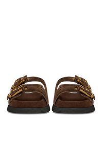 Badura Klapki EO-ALIVIA-LT2525-1 Brązowy ciemny. Kolor: brązowy. Materiał: skóra, zamsz #8