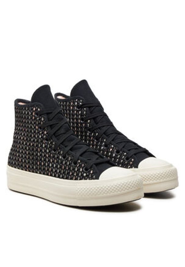 Converse Trampki Chuck Taylor All Star Lift Platform Crochet A09829C Czarny. Kolor: czarny. Materiał: materiał. Obcas: na platformie