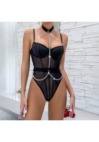 Intica - Body z łańcuszkiem eleganckie na wyjątkowe okazje Folline. Kolor: niebieski. Materiał: materiał #2