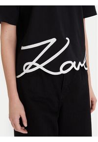 Karl Lagerfeld - KARL LAGERFELD T-Shirt A1W17013 Czarny Relaxed Fit. Typ kołnierza: dekolt w karo. Kolor: czarny. Materiał: bawełna #5