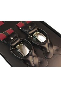 Modini - Bordowe szelki na guziki z czarnym paskiem G21. Kolor: czarny, wielokolorowy, czerwony. Materiał: skóra, guma #1