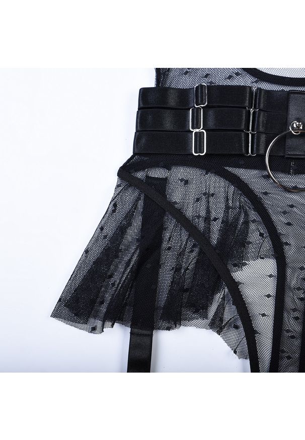 Intica - Komplet z transparentnym body na wieczorne wyjścia Treacy. Kolor: czarny. Materiał: materiał