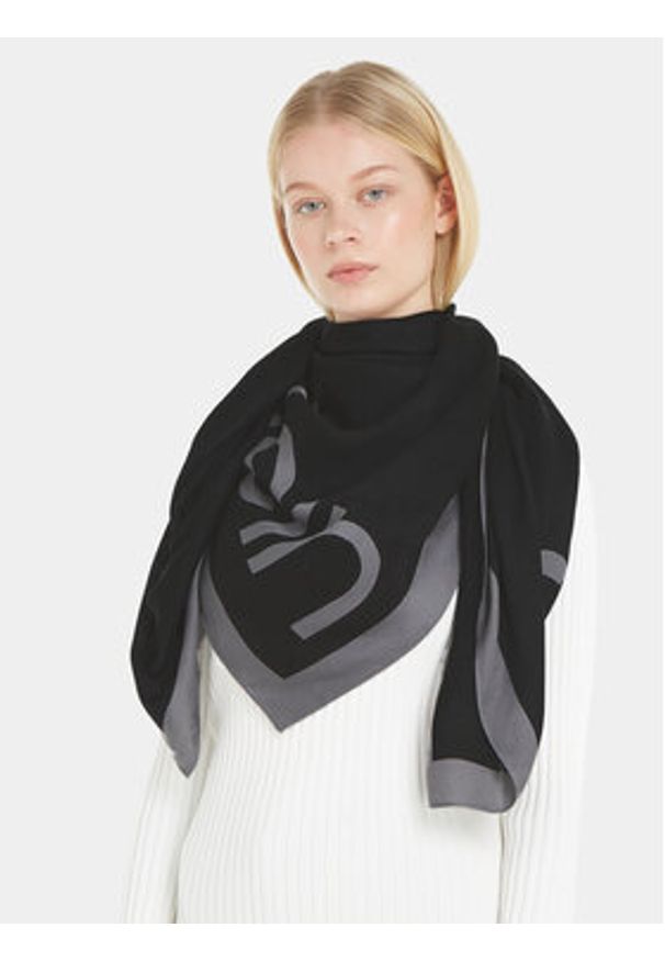 Calvin Klein Chusta Aop Logo Jaquard Scarf 130X130 K60K611125 Czarny. Kolor: czarny. Materiał: wiskoza