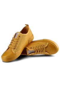 Musztardowe Trampki Cross Jeans Damskie Modne Buty. Okazja: na co dzień. Kolor: żółty. Materiał: guma, materiał. Styl: casual, klasyczny #7