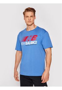 New Balance T-Shirt MT03513 Granatowy Relaxed Fit. Kolor: niebieski. Materiał: bawełna