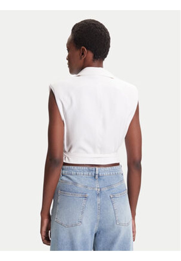 ACCESS FASHION Kamizelka 53-1028-195 Biały Slim Fit. Kolor: biały. Materiał: wiskoza