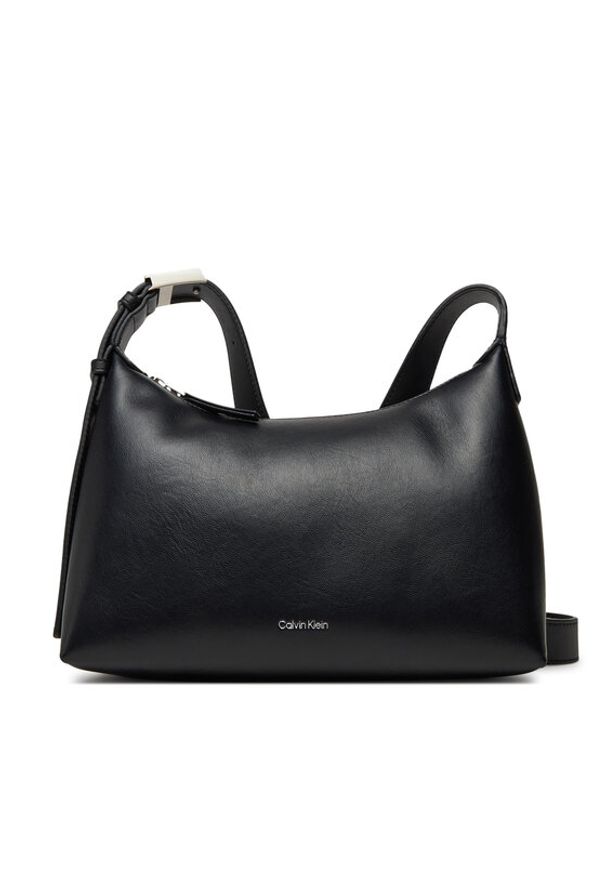 Calvin Klein Torebka Hardware Strap Medium Crossbody K60K613028 Czarny. Kolor: czarny. Materiał: skórzane
