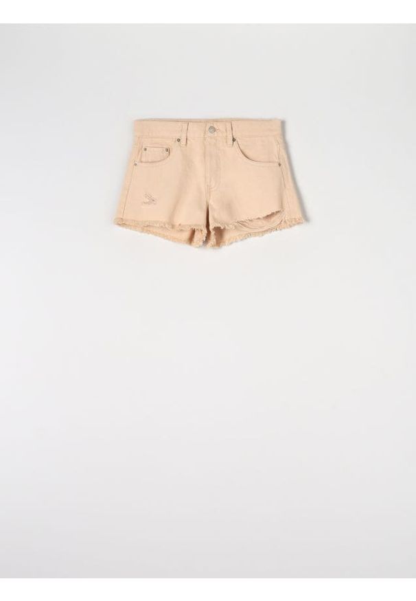 Sinsay - Szorty jeansowe - kremowy. Kolor: kremowy. Materiał: jeans