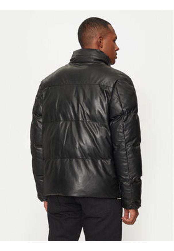 Karl Lagerfeld - KARL LAGERFELD Kurtka skórzana 555010 544415 Czarny Regular Fit. Typ kołnierza: dekolt w karo. Kolor: czarny. Materiał: skóra