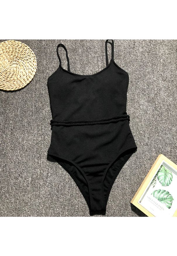 Intica - Jednoczęściowy strój kąpielowy taliowany na plażę Willa. Kolor: czarny. Materiał: materiał