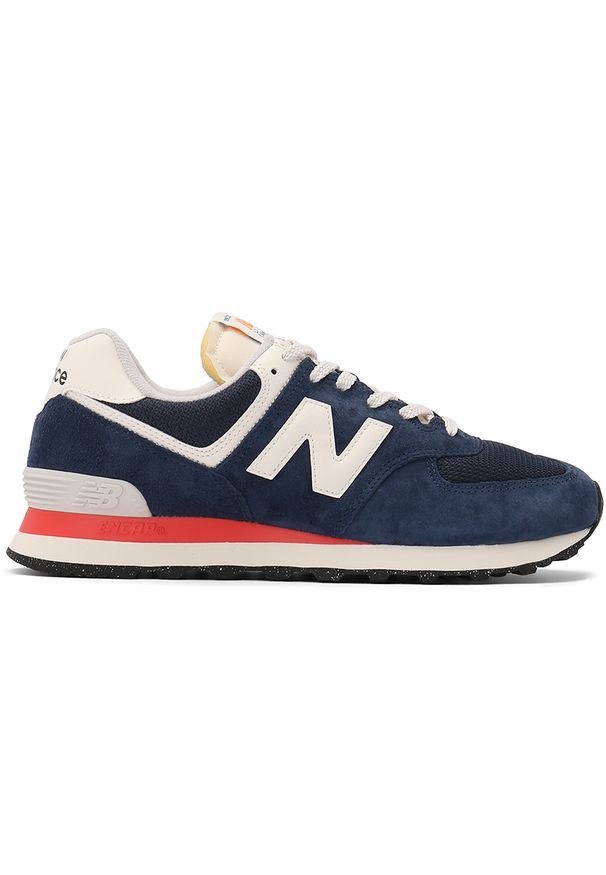 Buty unisex New Balance U574VPN – granatowe. Kolor: niebieski. Materiał: guma, zamsz, skóra. Szerokość cholewki: normalna. Model: New Balance 574